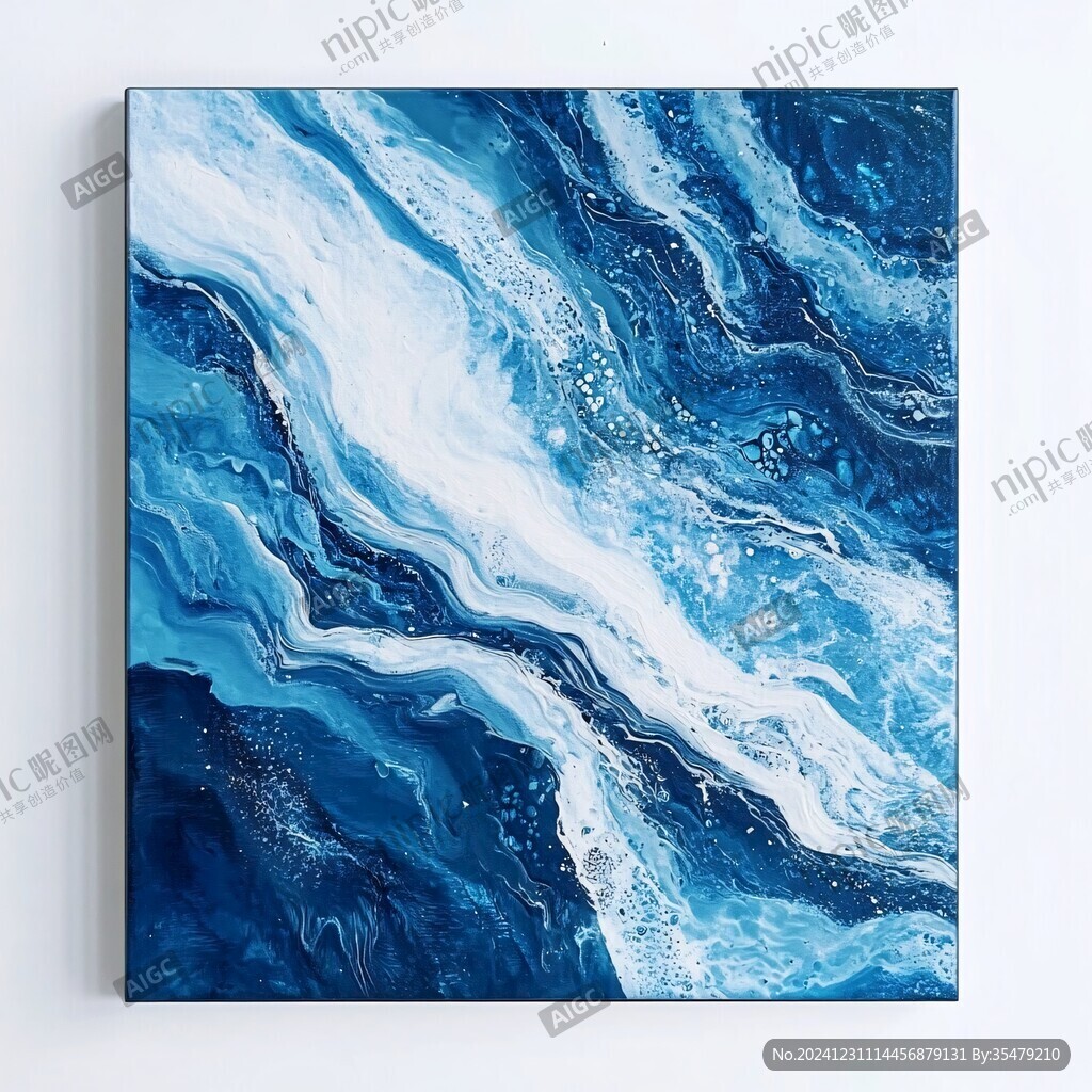 蓝色流体创意抽象画