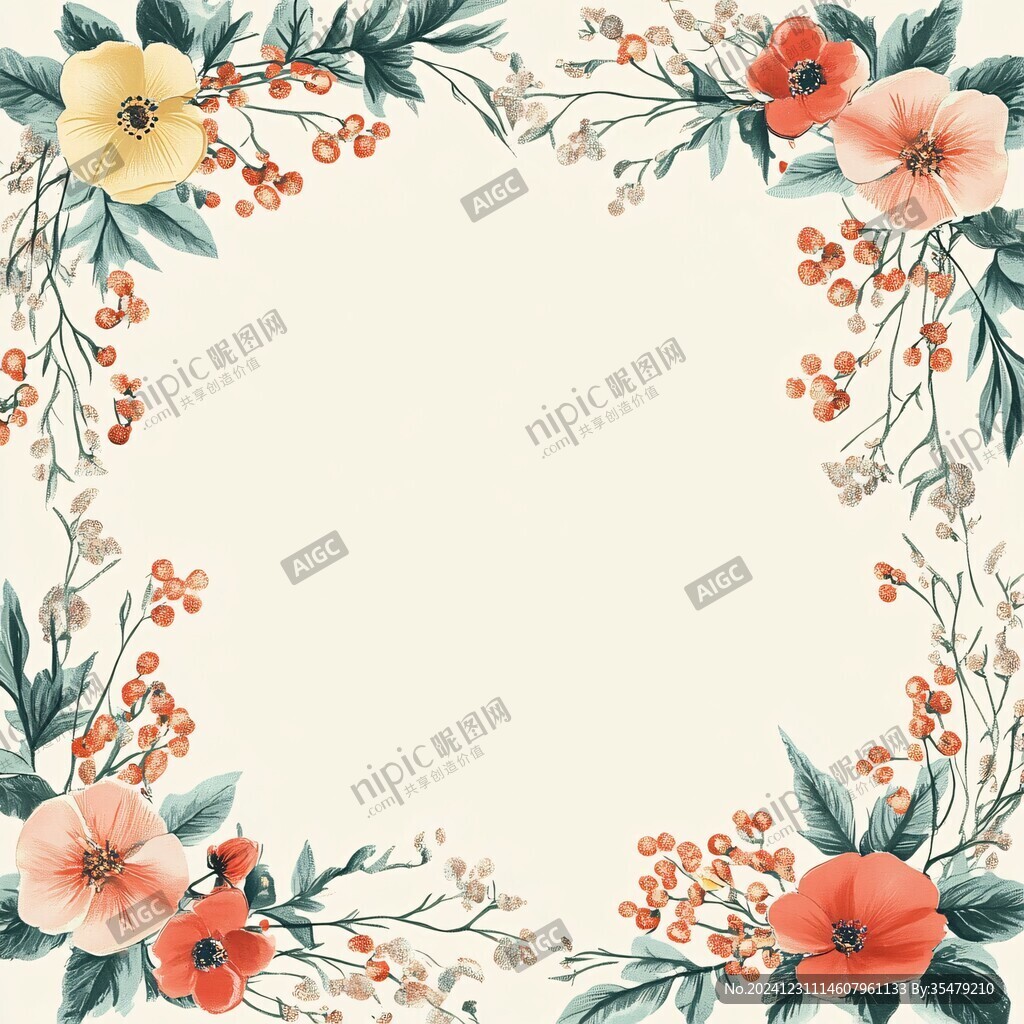 红色鲜花边框