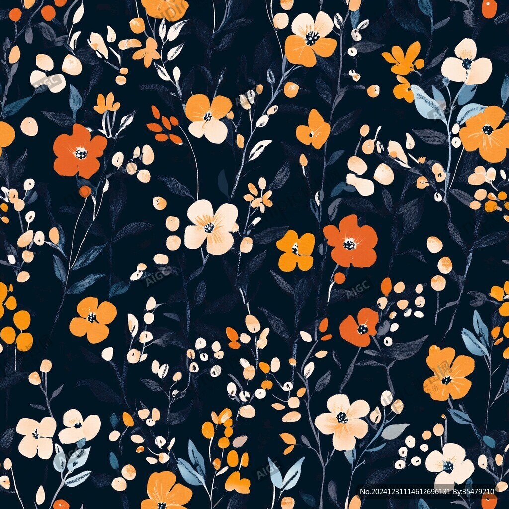 简约黑底小碎花