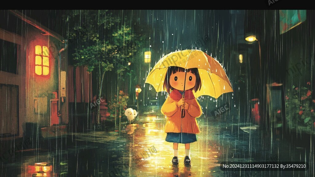 雨天插画