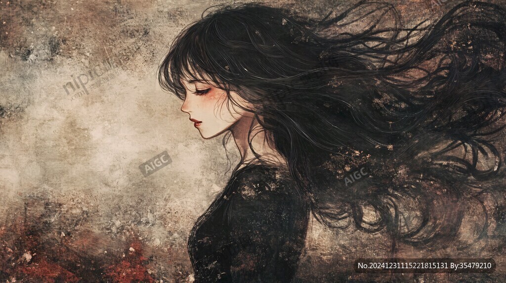 唯美意境少女插画