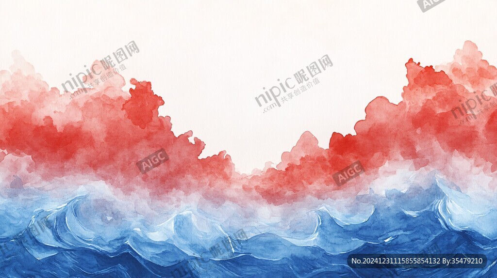 融合流动红蓝油漆背景