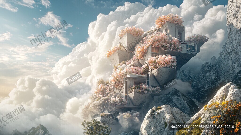 3d云海悬浮小岛