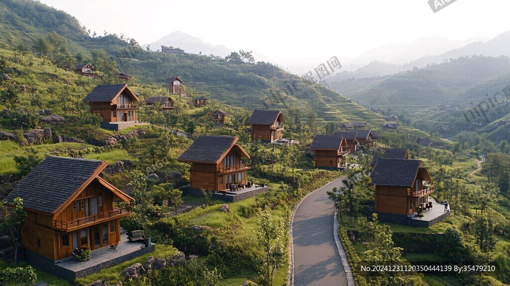 木屋景区鸟瞰图