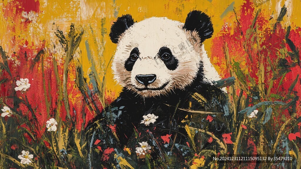 油画熊猫