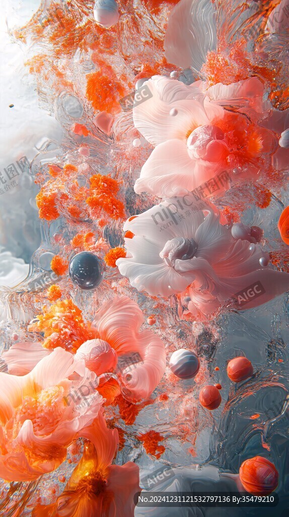 肌理彩色流体装饰画