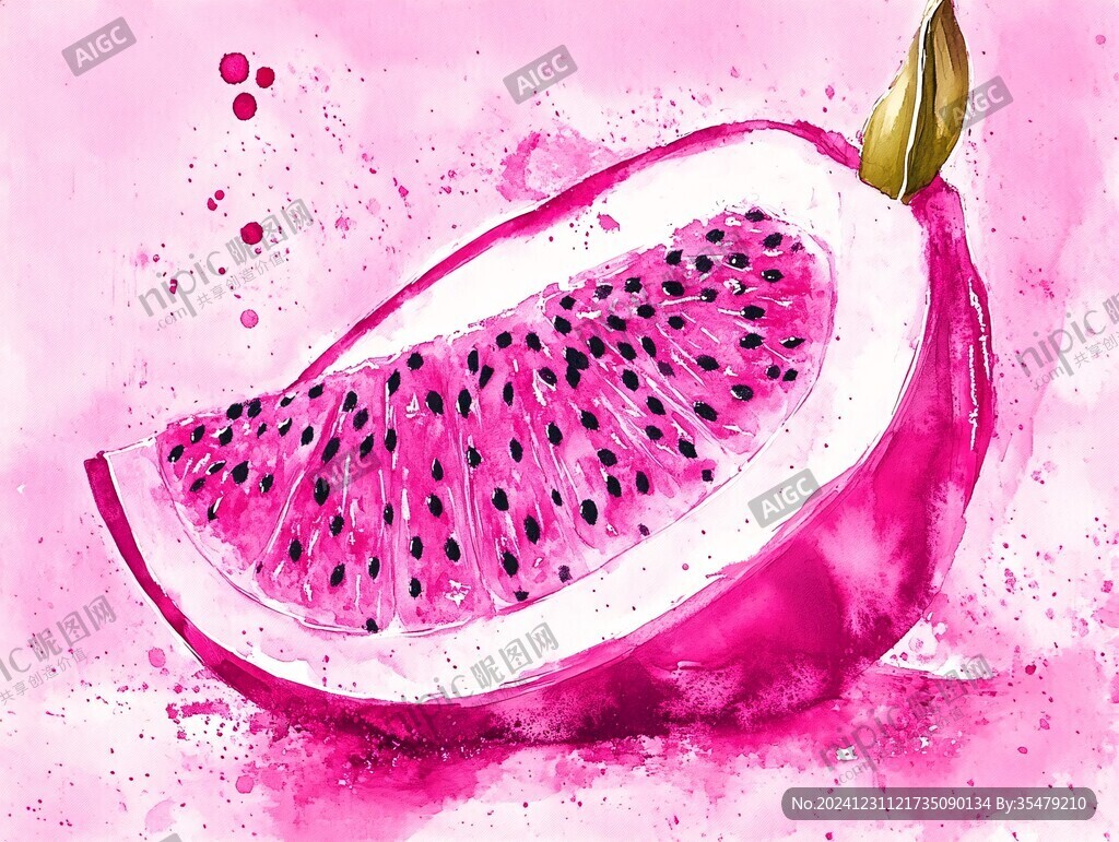 夏日火龙果水果彩绘