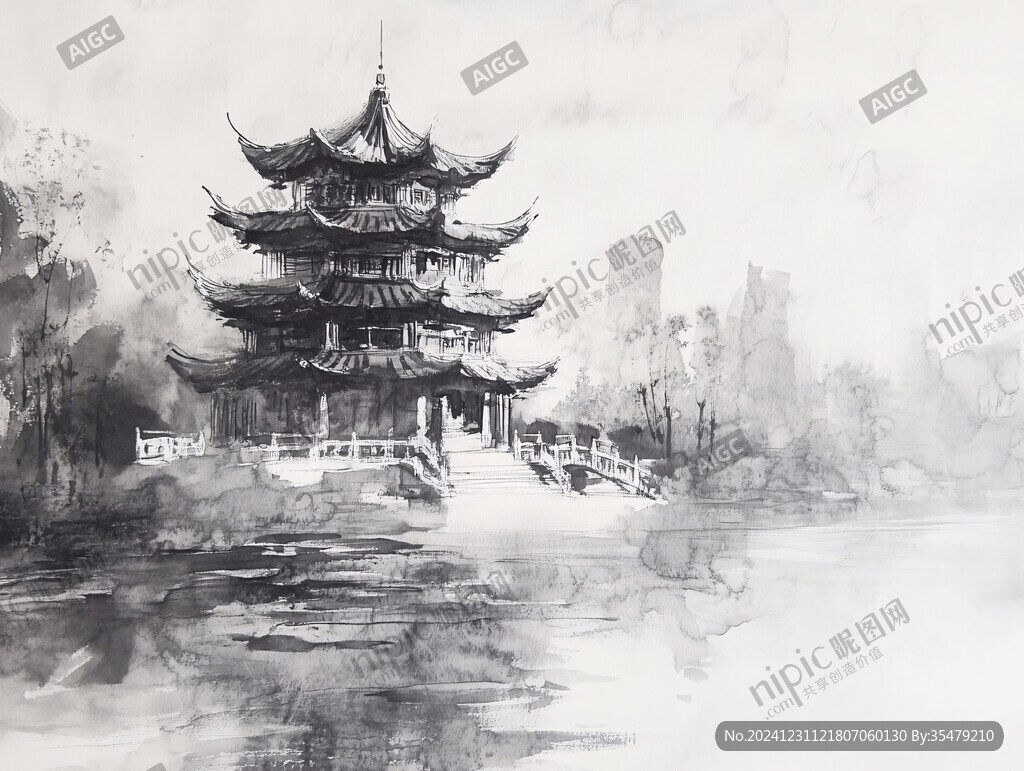 黄鹤楼水彩
