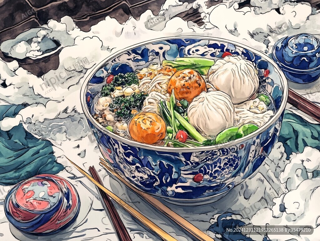 饸饹面加盟插画