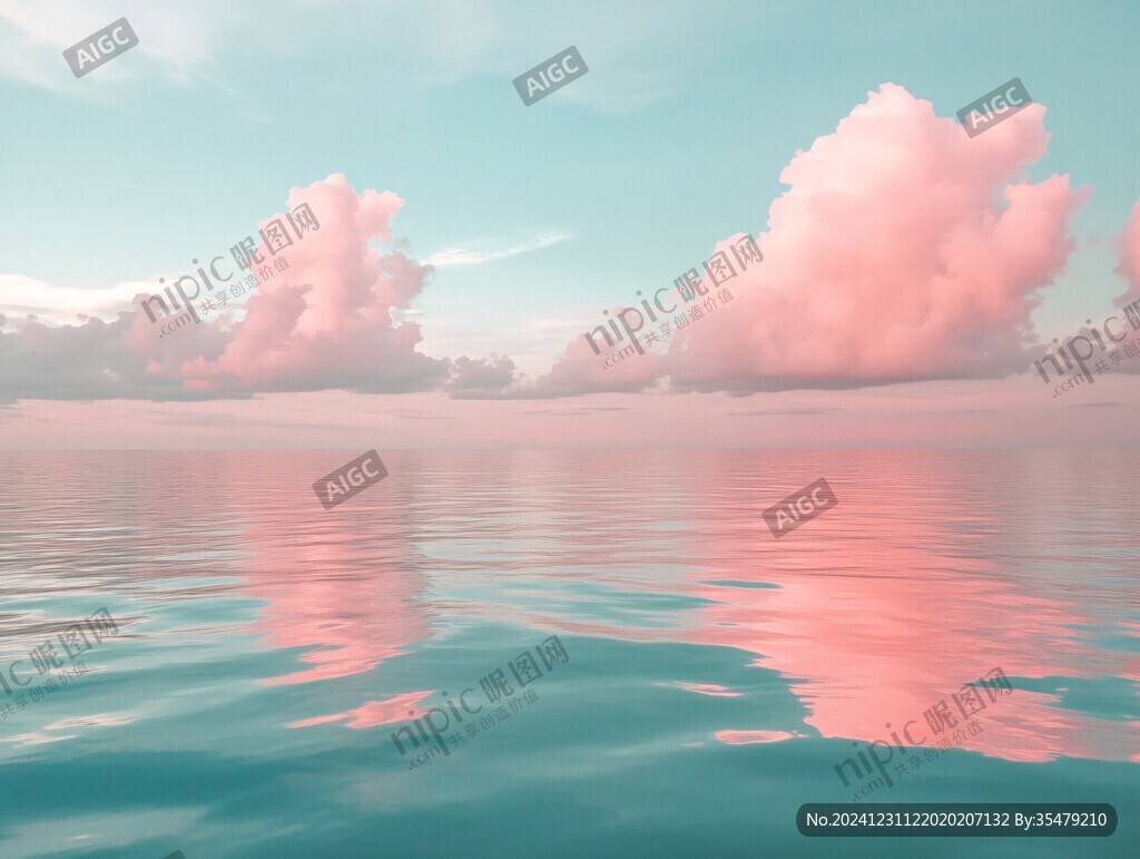 漂浮的粉红色海景