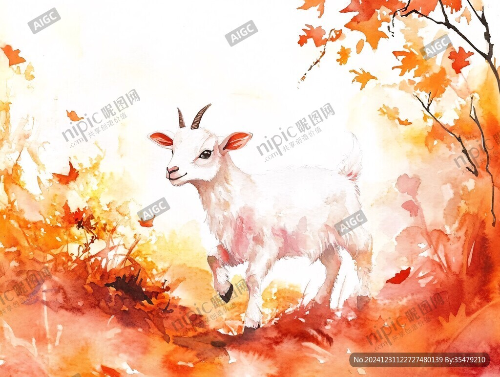 手绘山羊插画山羊