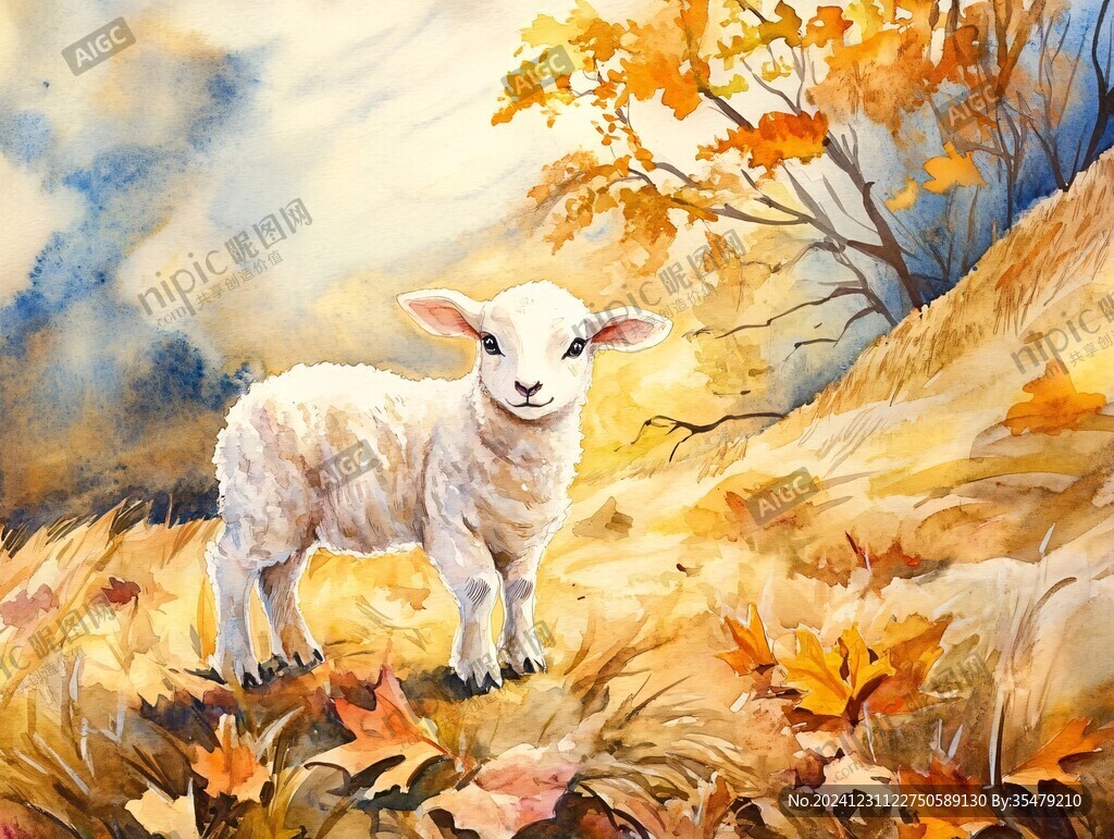 手绘梦幻羊风格装饰画