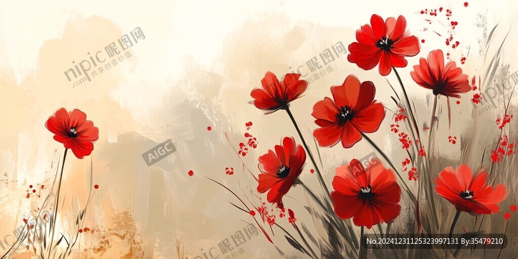 水墨格桑花