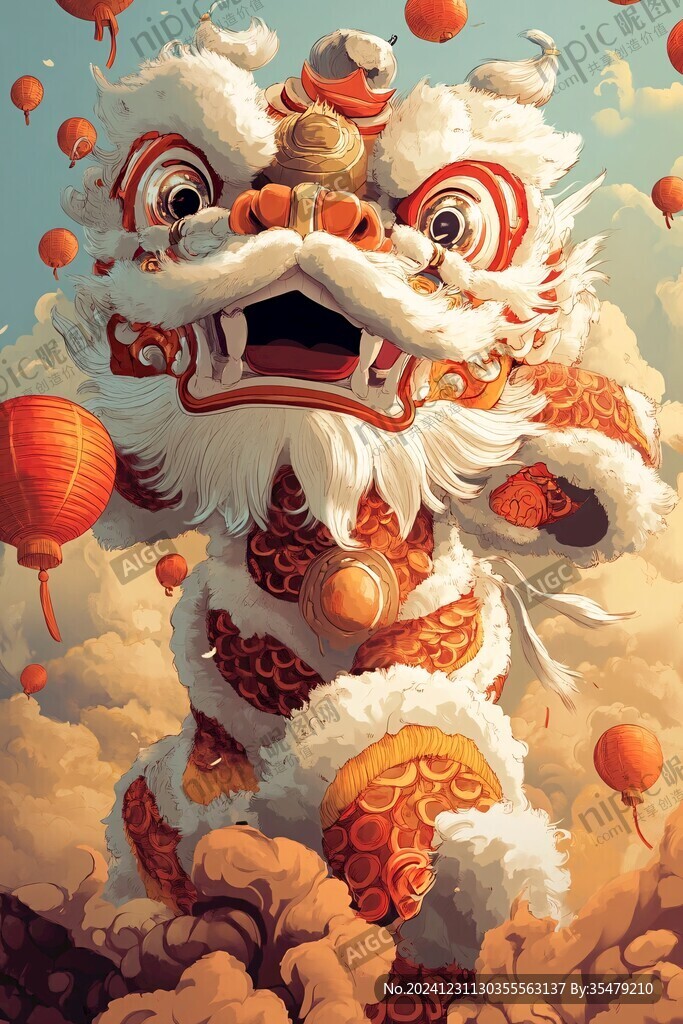 舞狮包装插画