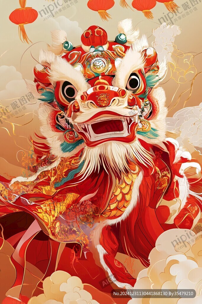 舞狮包装插画