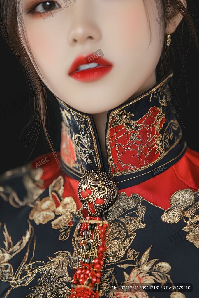 红盖头旗袍美女