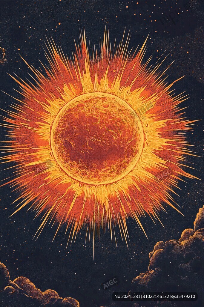 手绘太阳插画