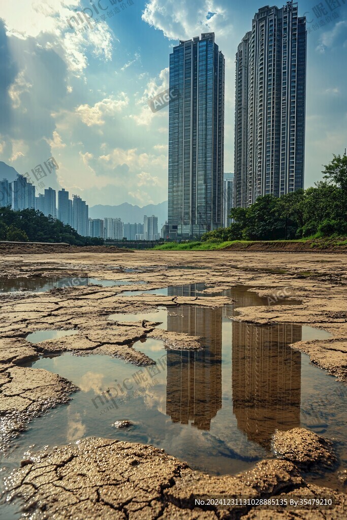 城市楼盘与荒地