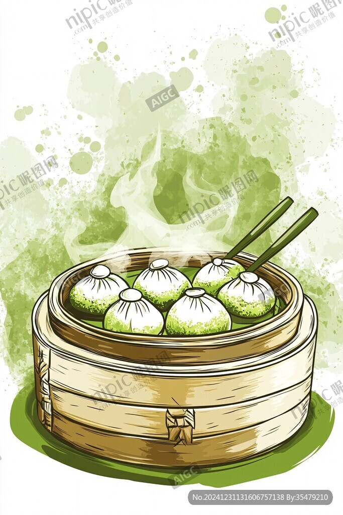 小笼包插画