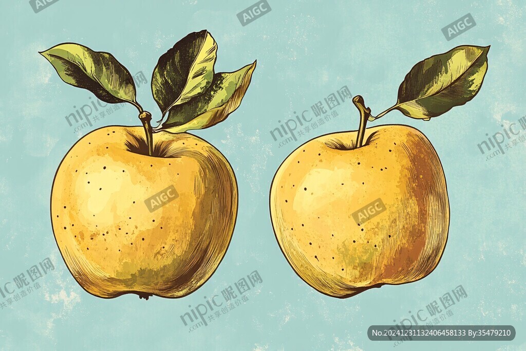 金帅苹果插画