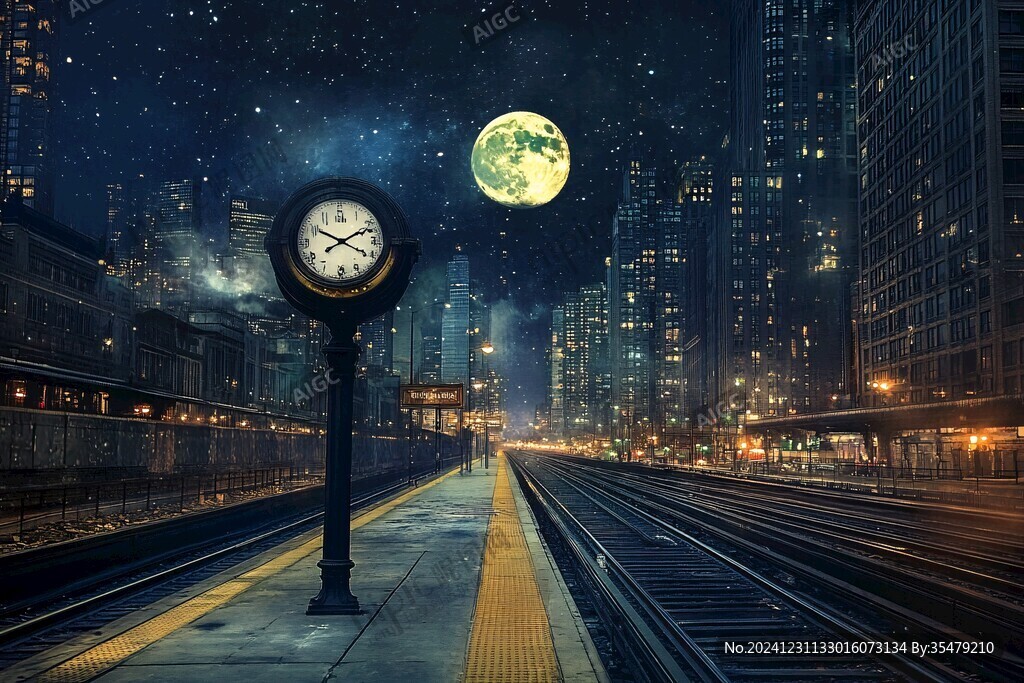 夜景夜色火车站
