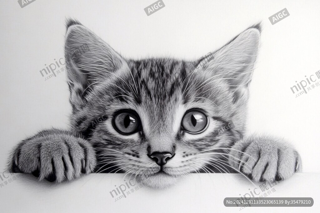 手绘猫咪素材装饰画