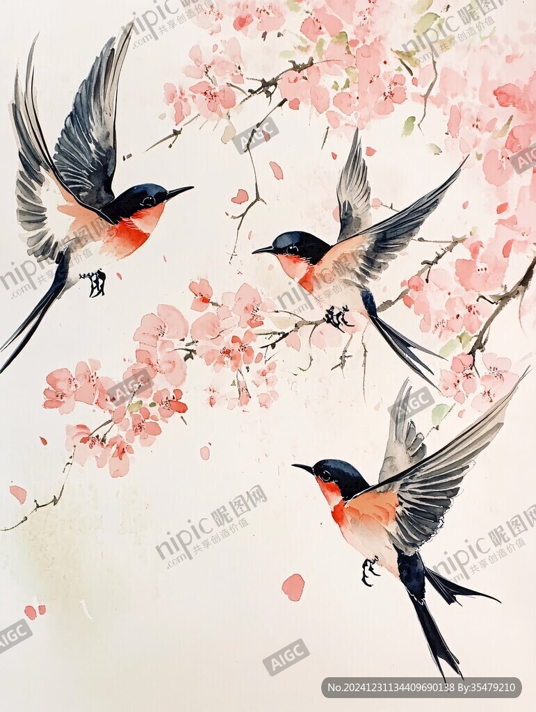 桃花喜鹊