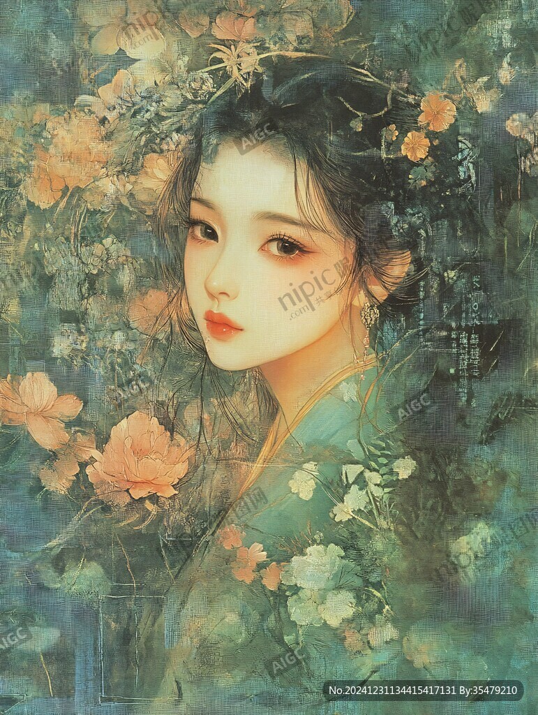 古风美女头像插画封面