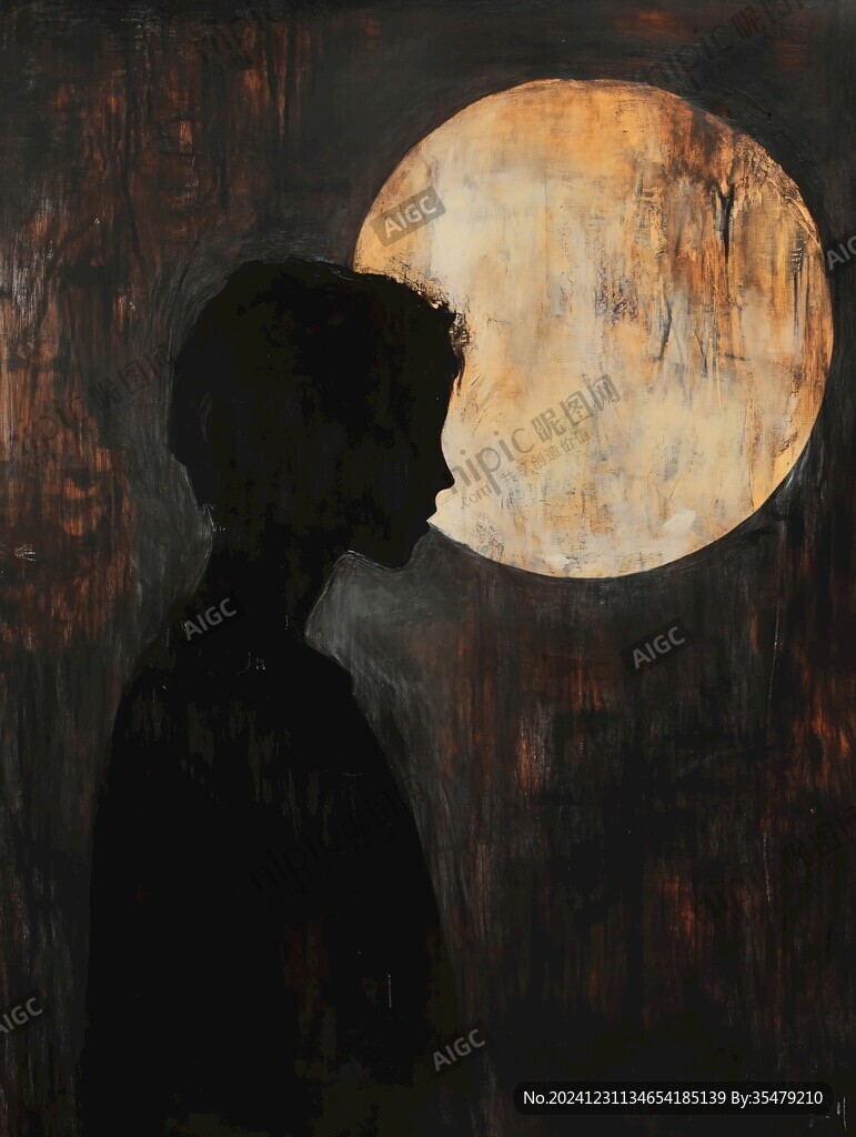 人物剪影油画