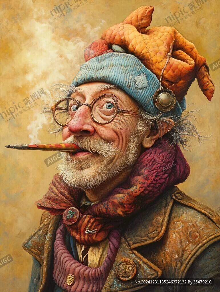 卡通叼烟斗的船长