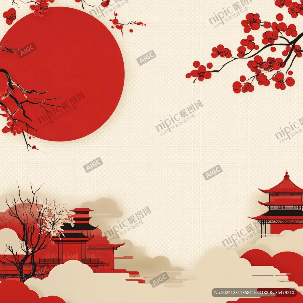 水墨新中式喜庆背景