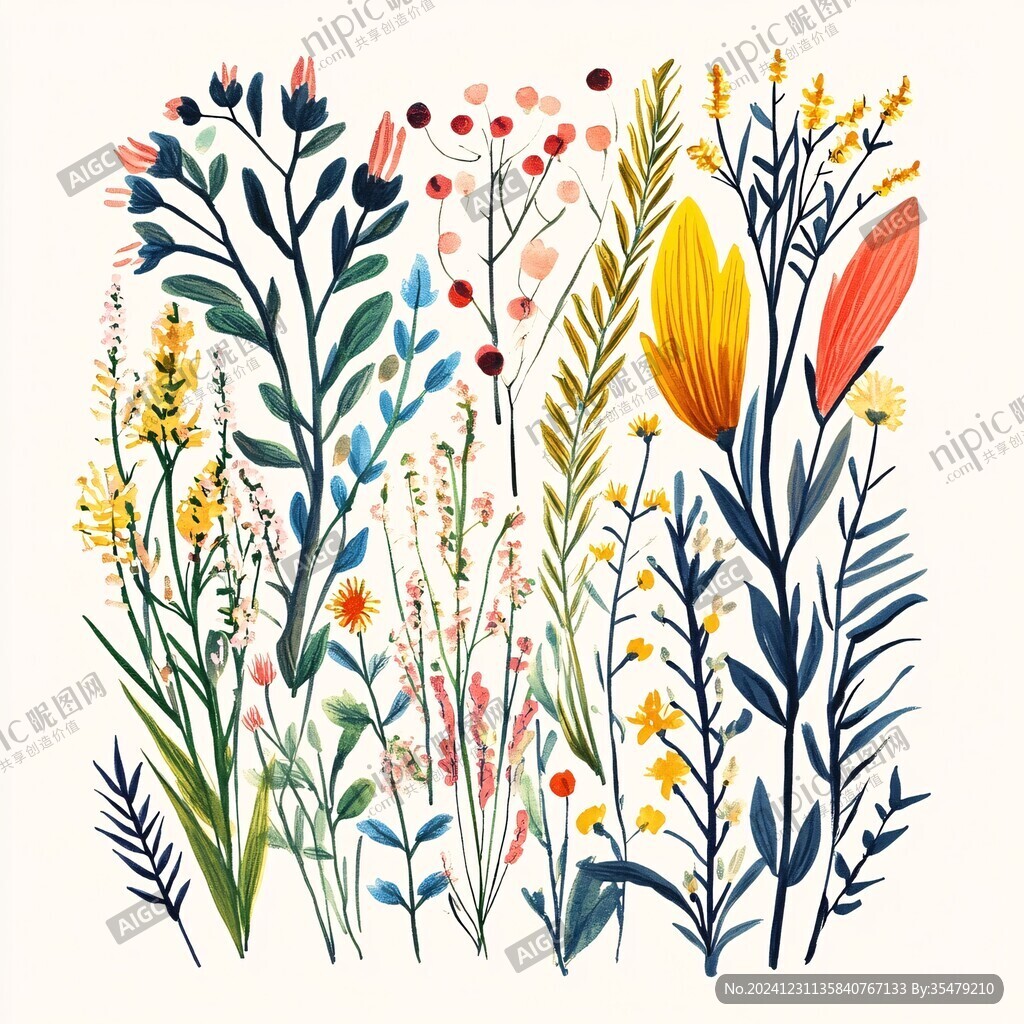 植物花草手绘插画