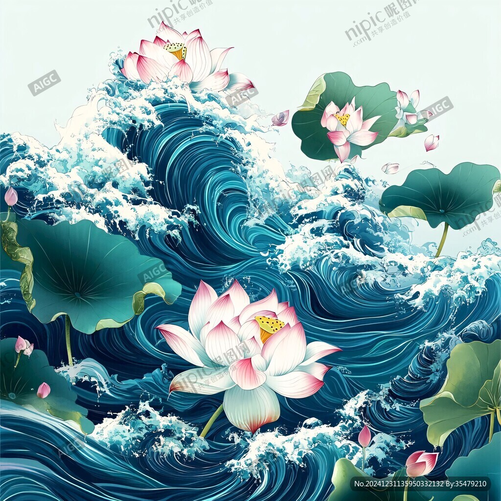 荷花海浪背景