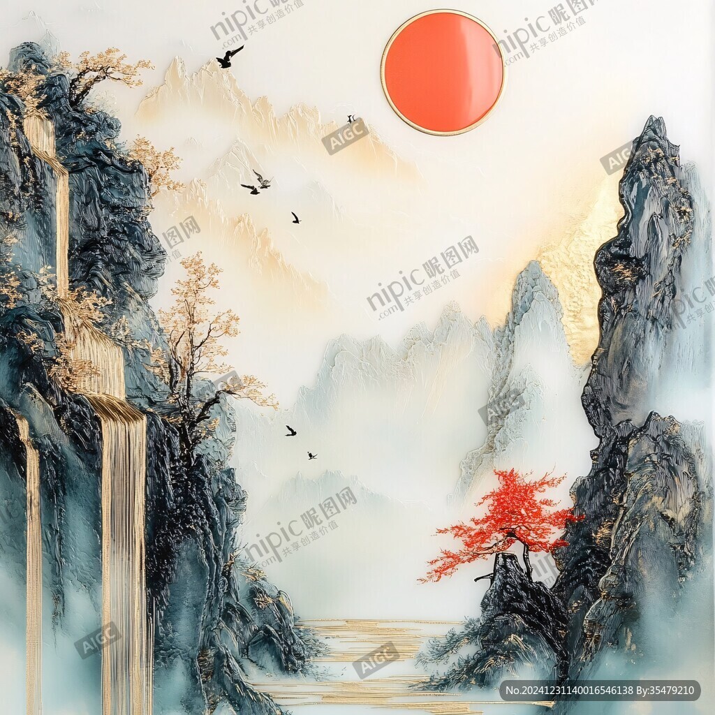 新中式迎客松图