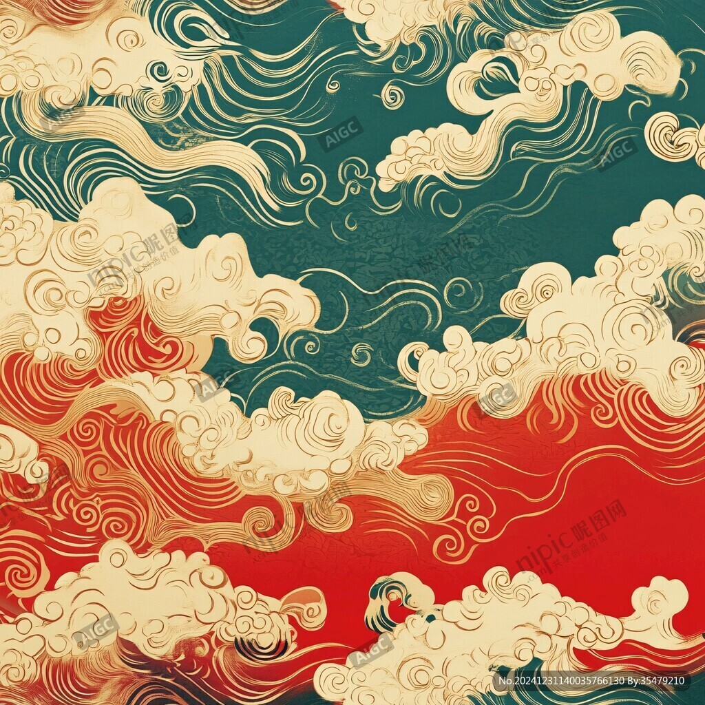 中式图案云纹浪花