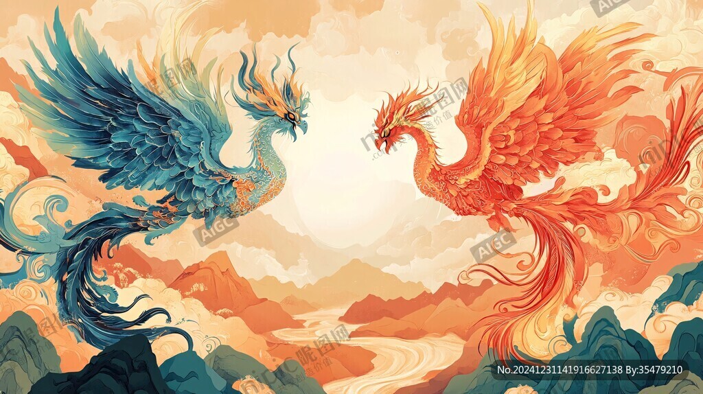 凤凰包装插画