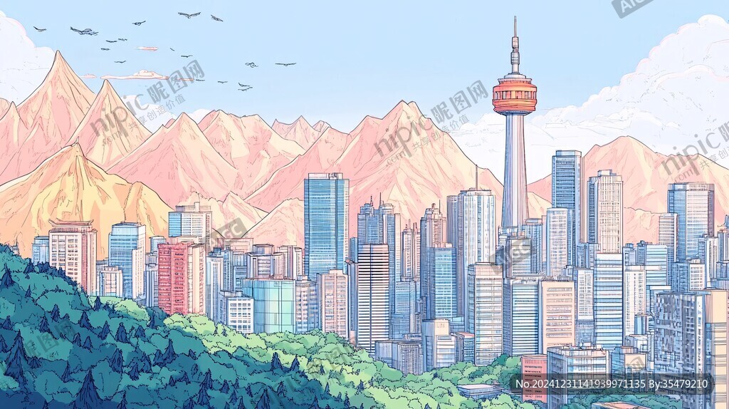 温哥华插画素材背景