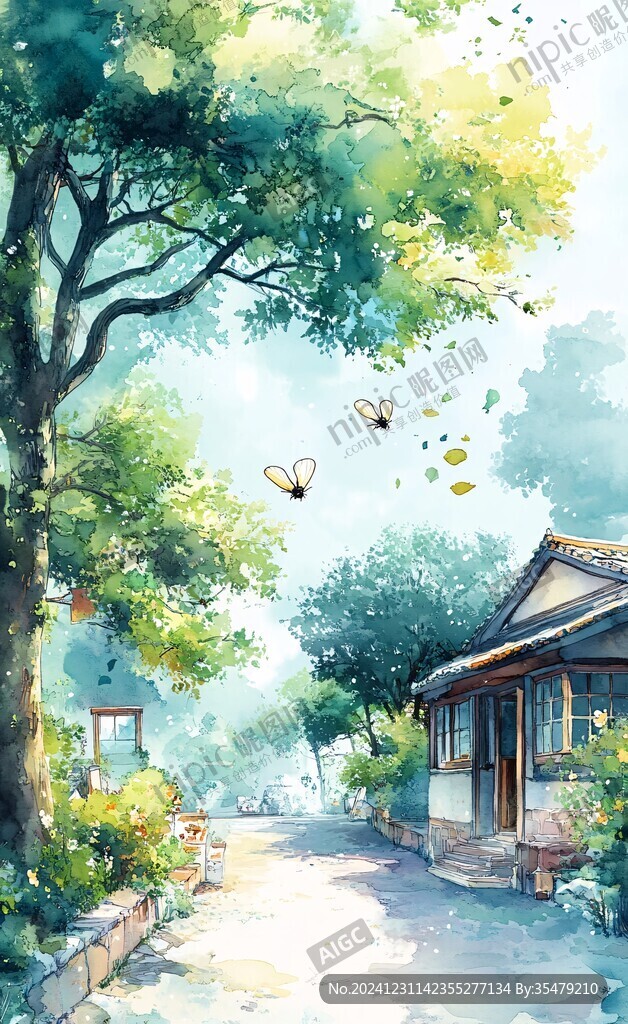 唯美校园插画