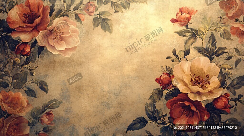 牡丹花壁画壁纸