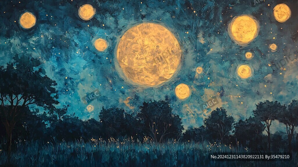 月夜油画