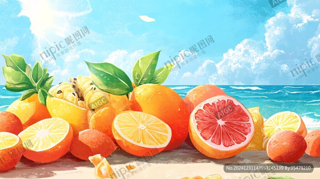 夏橙包装插画
