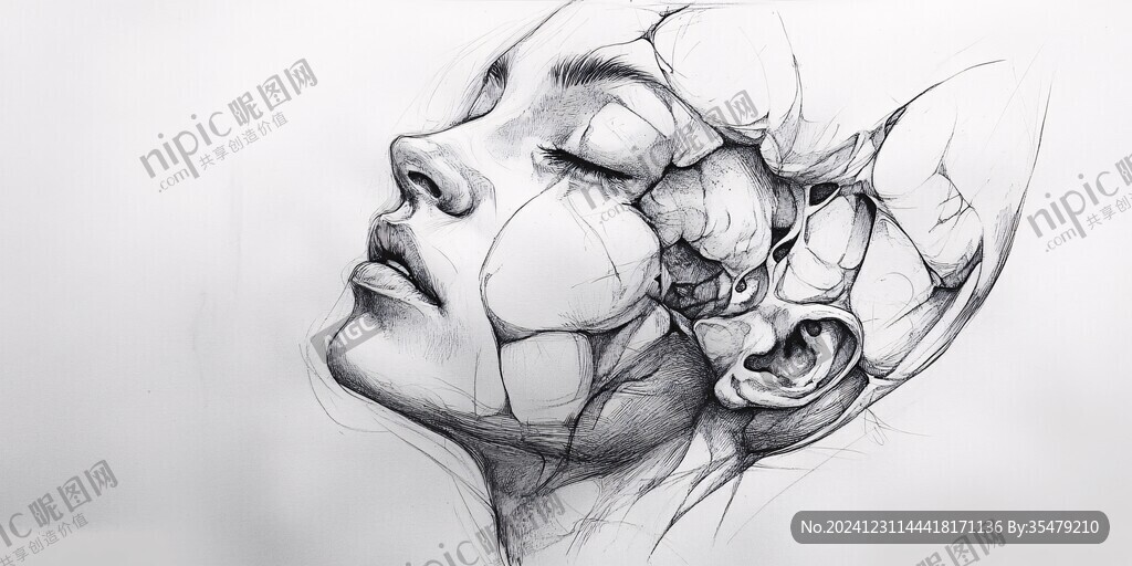 扭曲人像插画