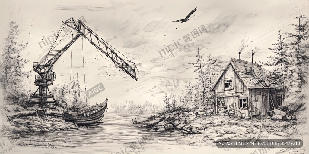 码头风景画
