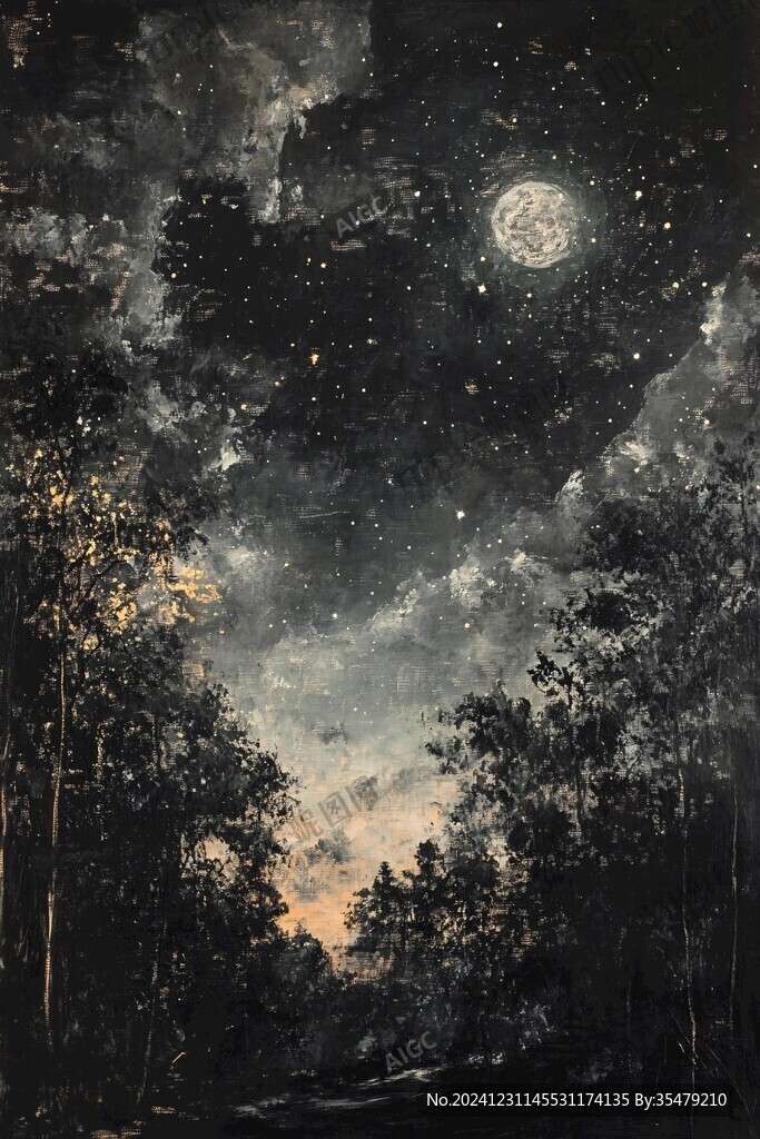 月夜油画