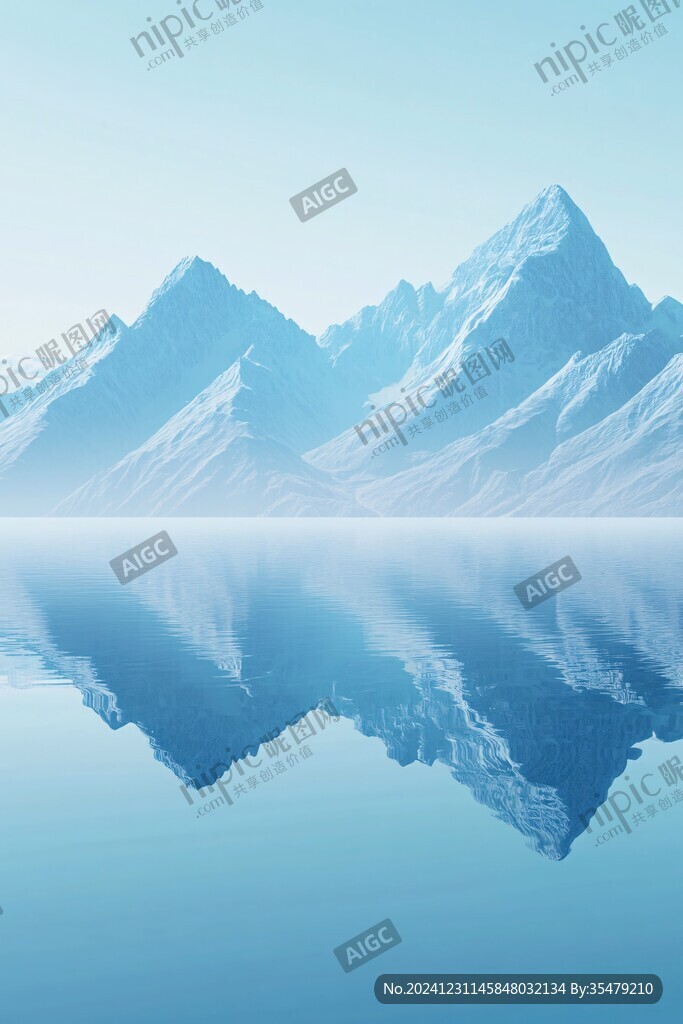 远山山川蓝色背景