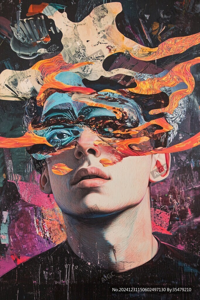 人脸色块拼接装饰画