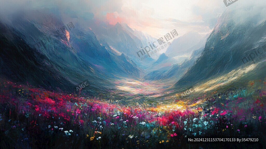 唯美梦幻花田场景