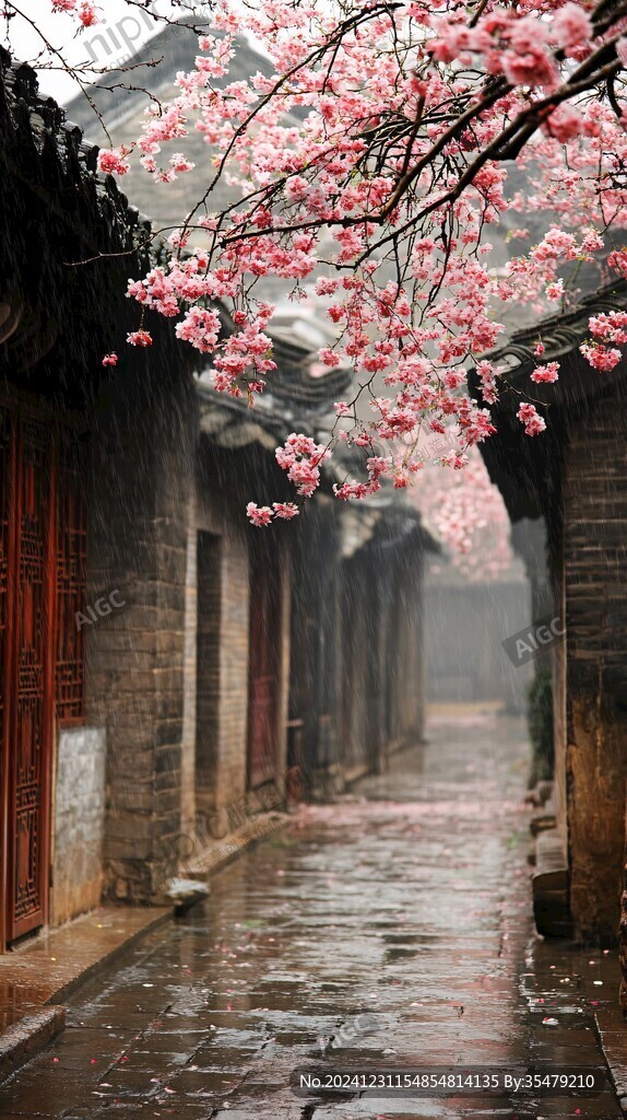 古镇春雨