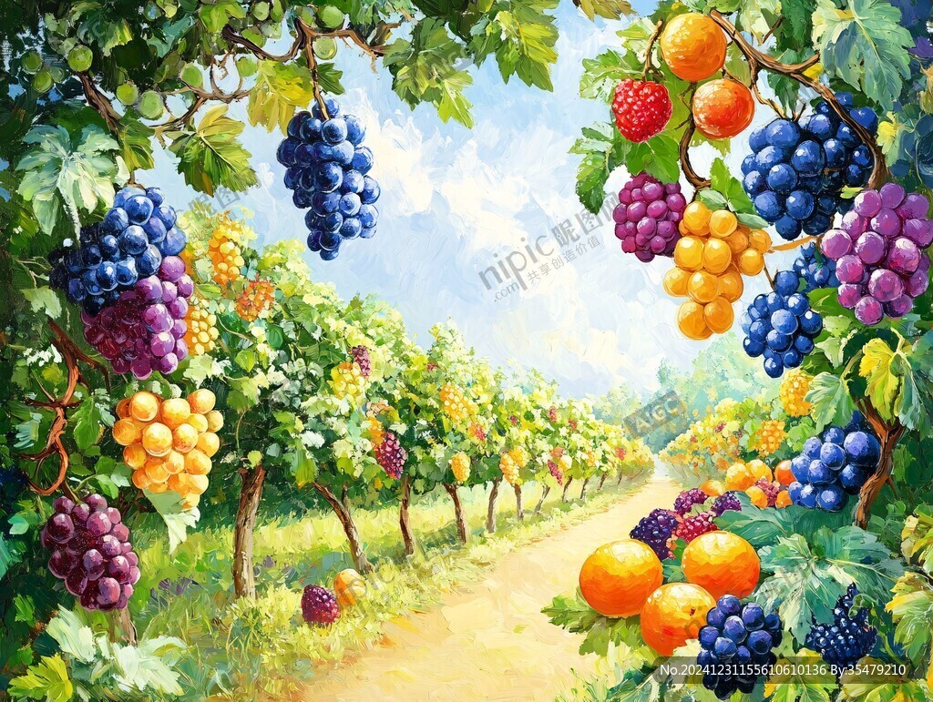 葡萄景色插画