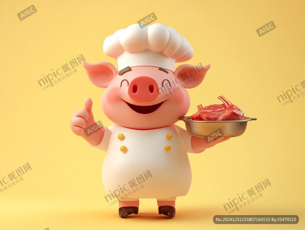 开心小牛厨师形象